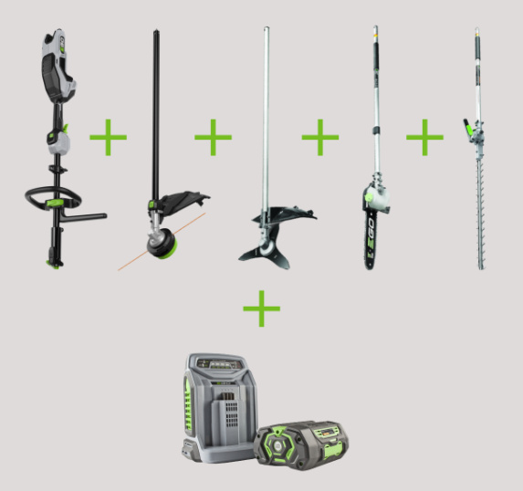 EGO MHBC1204E-K1503 Multi-Tool Antriebseinheit + Fadentrimmer + Freischneider + Hochentaster + Heckenschere Kit